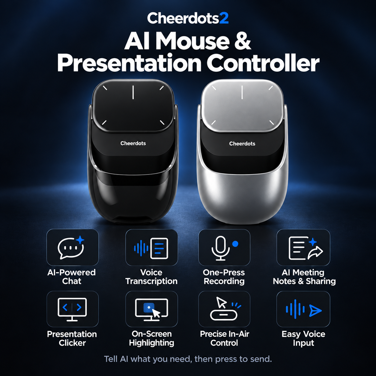 cheerdots2 マウス　AI連携　文字起こし対応　ポインター Cheerdots2 AI Working | Voice-to-Text Mouse, No Subscription